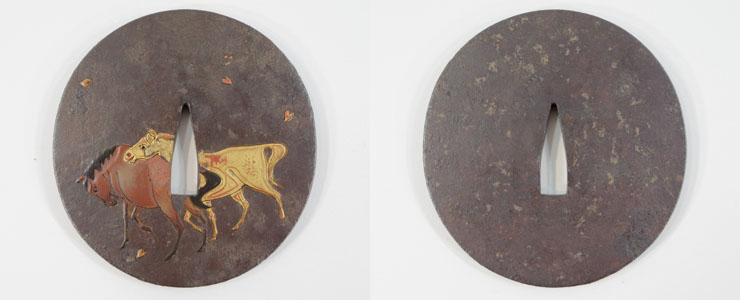 鍔　銅製　山城住正吉　花押　大刀鍔　本歌 鍔 銅製 山城住正吉 花押 大刀鍔 本歌 - メルカリ