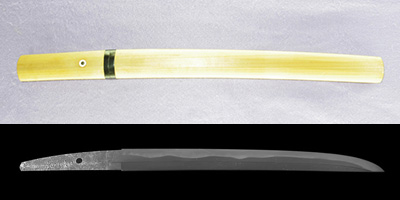 脇差　正景(大隅・天保頃) (加治木島津家抱え工)
　　　(切付銘)皇国臣定明帯謹
　　　(棟に切付銘)殿下賜之thumb