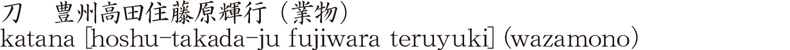 刀　豊州高田住藤原輝行 (業物)商品名