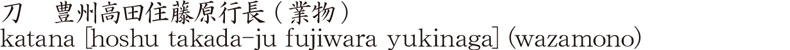 刀　豊州高田住藤原行長 (業物)商品名