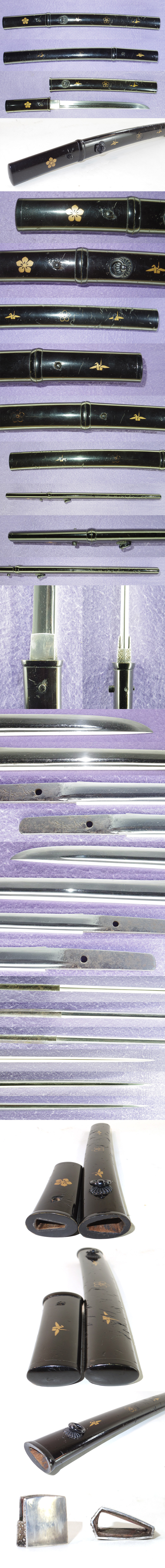 短刀　久光(時代室町後期)（黒塗蒔絵紋散鞘短刀合口拵入り）各部分画像