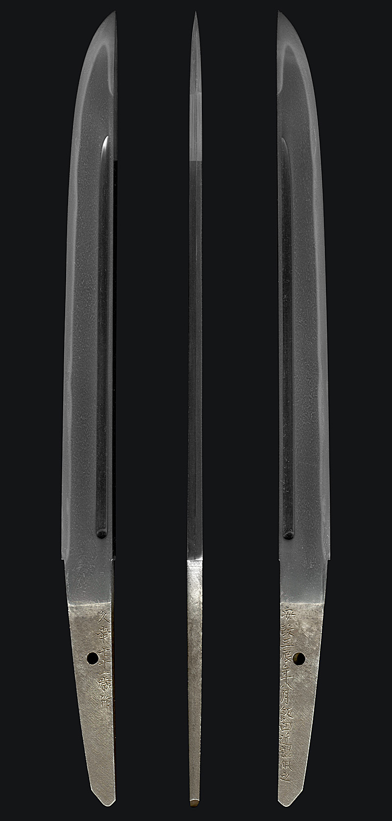 短刀　久幸七十一歳作(川井久幸) (幕府の侍刀匠)　　　安政三辰年八月飯田近礼佩之全体画像