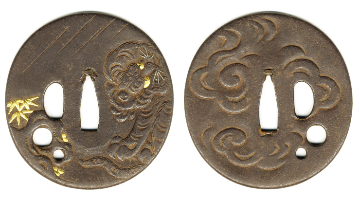 猛虎図鍔　無銘　伝赤文写真